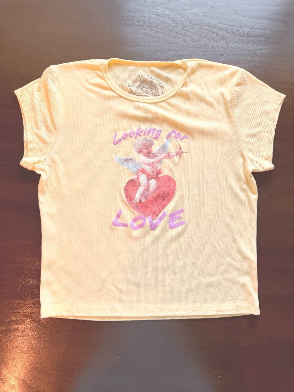 Trust The Universe‎ Graphic Baby Tee Yellow Y2K Love Heart Top XL